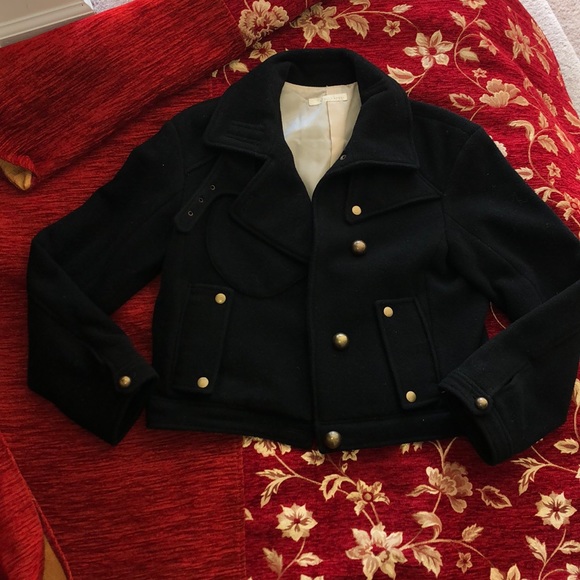 NEVER WORN BLACK WOOL SHORT PEACOAT JACKET - Picture 4 of 6